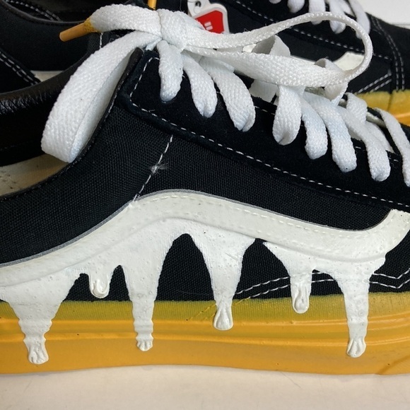 VANS NWT Drip Black Yellow White Men’s 10.5 Streetwear Custom Sneakers Skater - Picture 5 of 16